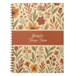 Cuaderno Libro de Recetas Botánicas Cosecha Dorada + Nombre