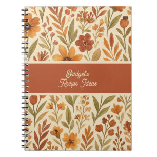 Cuaderno Libro de Recetas Botánicas Cosecha Dorada + Nombre