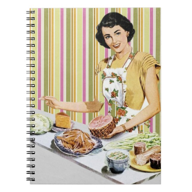 Cuaderno Libro de recetas de la mujer ventilado y retro (Frente)