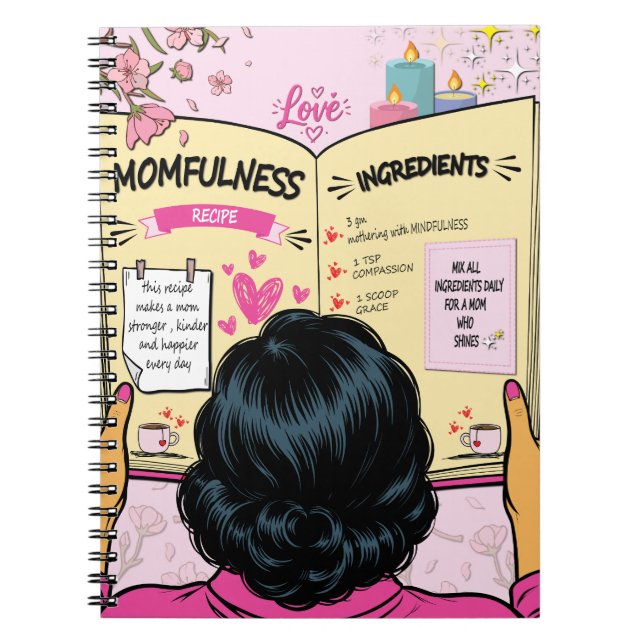 Cuaderno Libro de Recetas de Momfulness Arte Cómic Adorable (Frente)
