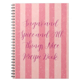 Cuaderno Libro de Recetas de Rayas de Caramelo Rosa