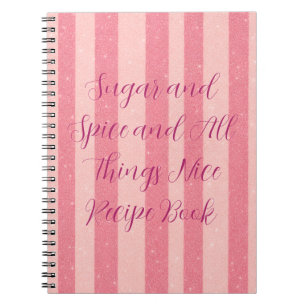 Cuaderno Libro de Recetas de Rayas de Caramelo Rosa