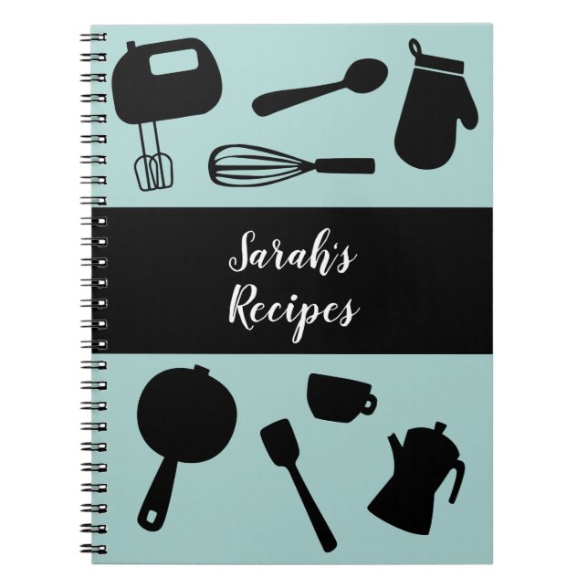 Cuaderno Libro de recetas de utensilios de cocina minimalis (Frente)
