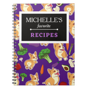 Cuaderno Libro de recetas del patrón de cocina y corgi pers