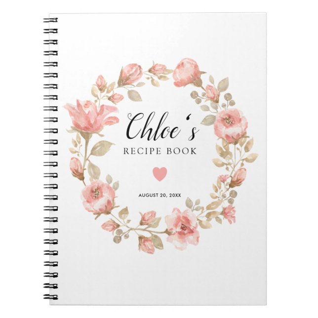 Cuaderno Libro de Recetas Florales Rosa (Frente)