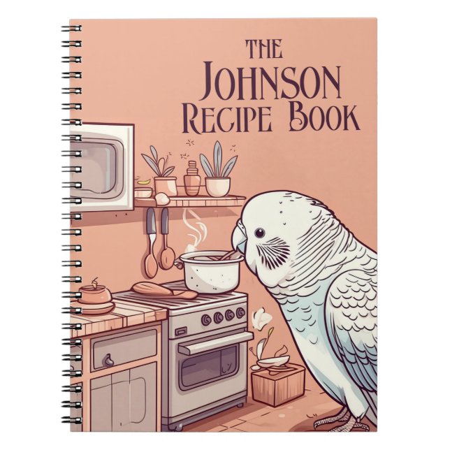 Cuaderno Libro de recetas personalizado con Budgie de cocin (Frente)