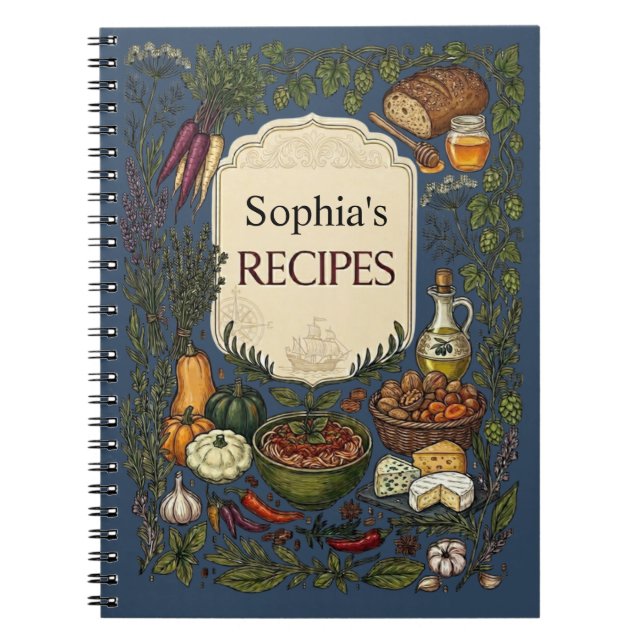 Cuaderno Libro de Recetas Personalizado, Regalo para ella/é (Frente)