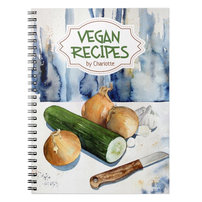 Cuaderno Libro de recetas personalizados, recetas veganas (Frente)