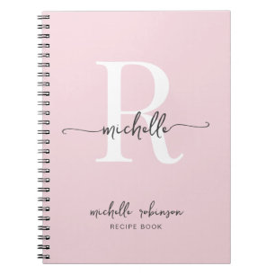 Cuaderno Libro de Recetas Rosa Rubor Elegante Femenino Mono