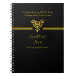 Cuaderno Libro de recuerdo de la condolencia, el ave dorada