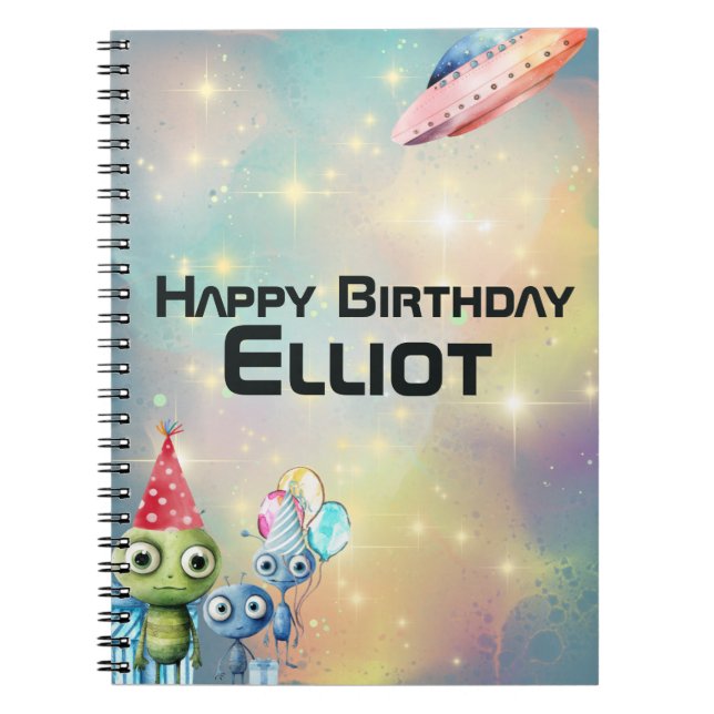 Cuaderno Libro de recuerdos de cumpleaños interestelar (Frente)