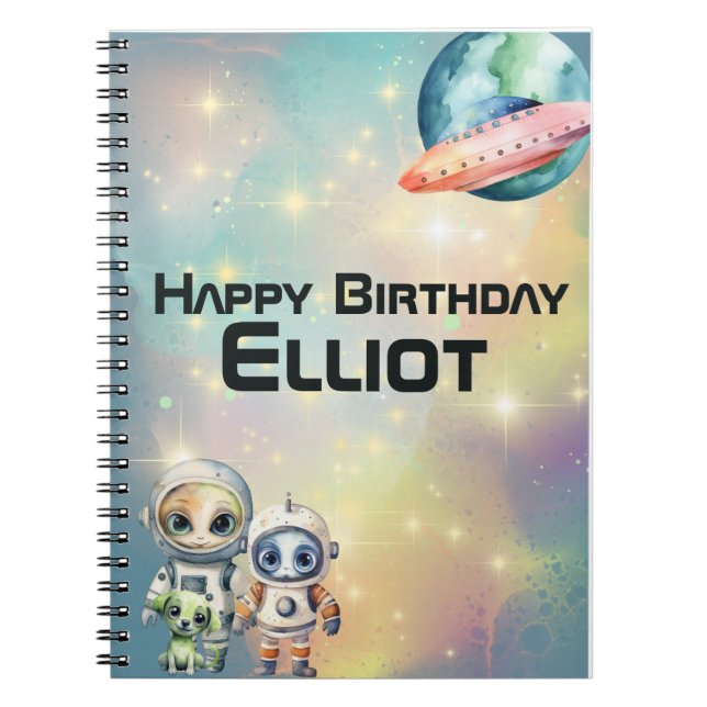 Cuaderno Libro de recuerdos de cumpleaños intergaláctico (Frente)