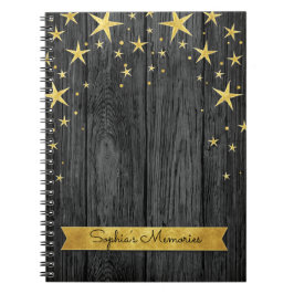 Cuaderno Libro de Recuerdos elegantes de estrellas negras y