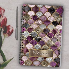 Cuaderno Libro de sketchbook de la sirena de oro morado ros
