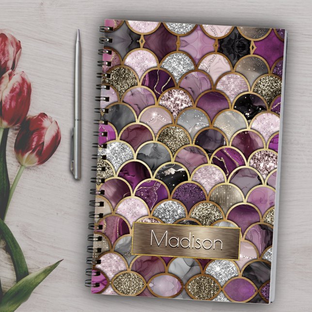 Cuaderno Libro de sketchbook de la sirena de oro morado ros (Subido por el creador)
