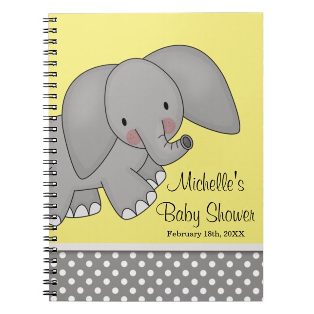 Cuaderno Libro de visitas amarillo lindo de Baby Shower del (Frente)