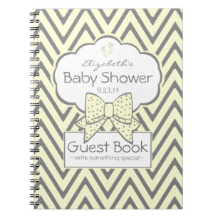 Cuaderno Libro de visitas amarillo y gris de Chevron Baby