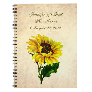 Cuaderno Libro de visitas antiguo de la boda del girasol de