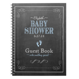 Cuaderno Libro de visitas azul de Baby Shower de la pizarra