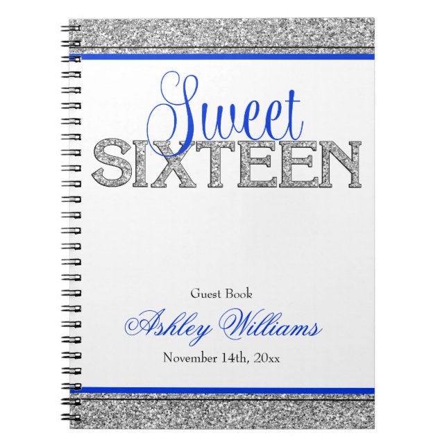 Cuaderno Libro de visitas azul del dulce 16 de la falsa (Frente)