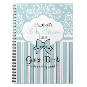 Cuaderno Libro de visitas azul hermoso de Baby Shower del