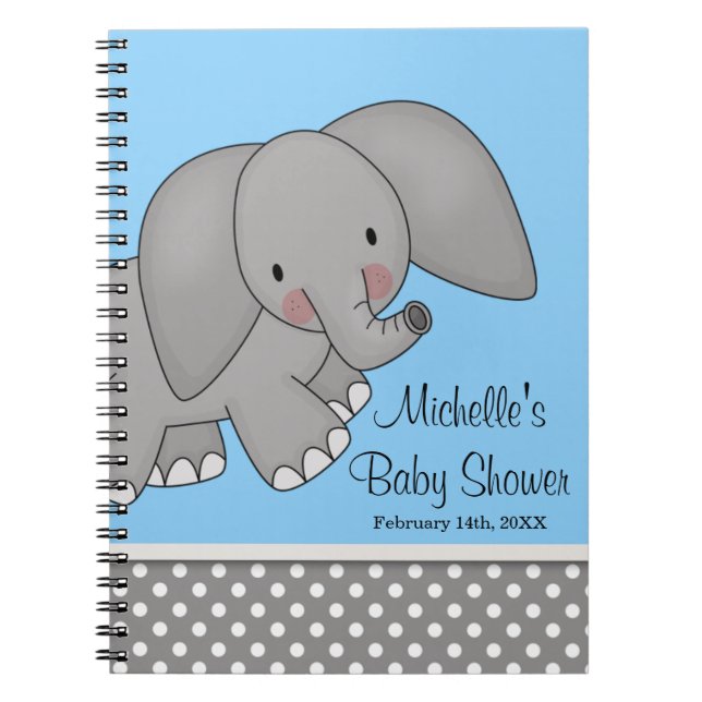 Cuaderno Libro de visitas azul lindo de Baby Shower del (Frente)
