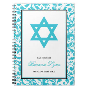 Cuaderno Libro de visitas azul verde azulado de Mitzvah del