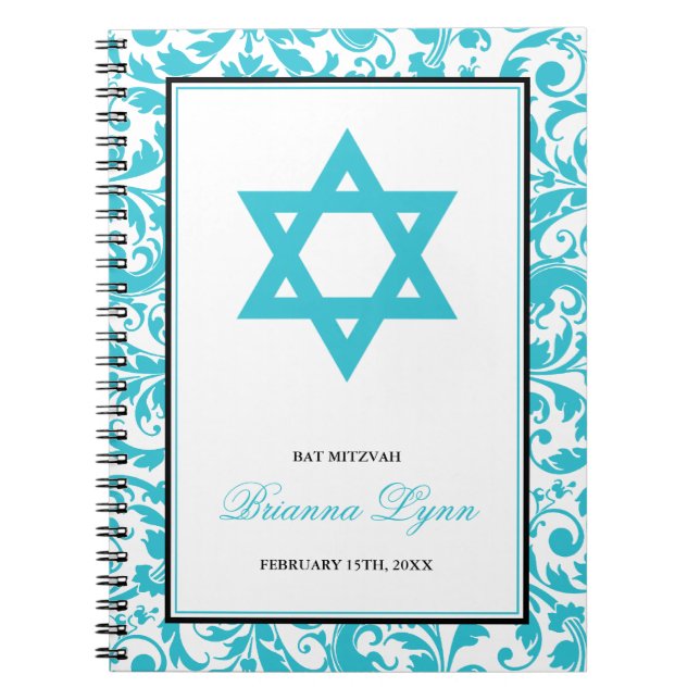 Cuaderno Libro de visitas azul verde azulado de Mitzvah del (Frente)