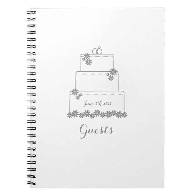 Cuaderno Libro de visitas blanco del pastel de bodas (Frente)
