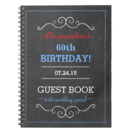 Cuaderno Libro de visitas blanco y azul rojo de la fiesta