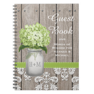 Cuaderno Libro de visitas con monograma del Hydrangea del