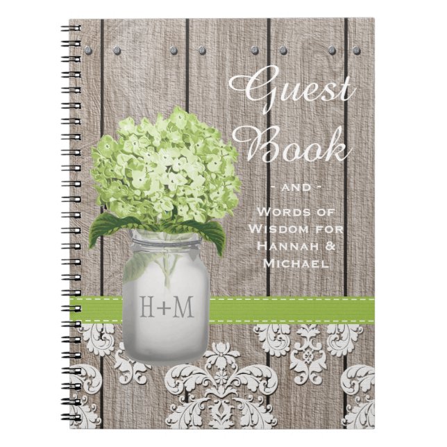Cuaderno Libro de visitas con monograma del Hydrangea del (Frente)