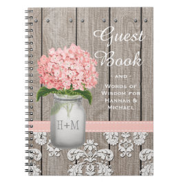 Cuaderno Libro de visitas con monograma del Hydrangea del