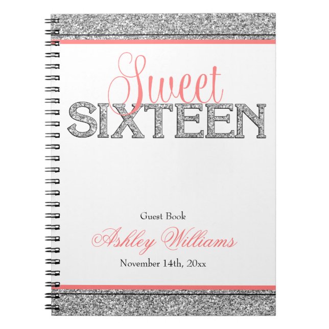 Cuaderno Libro de visitas coralino del dulce 16 de la falsa (Frente)