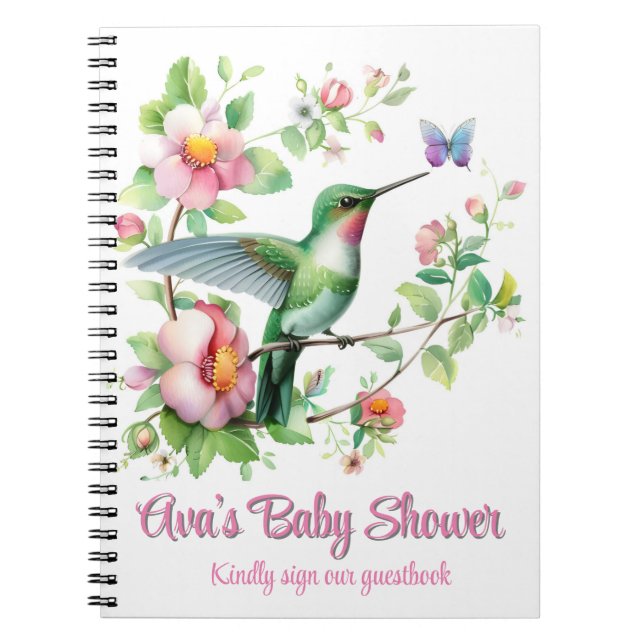 Cuaderno Libro de visitas de Baby Shower de Hummingbird y B (Frente)