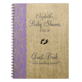 Cuaderno Libro de visitas de Baby Shower de la lavanda de