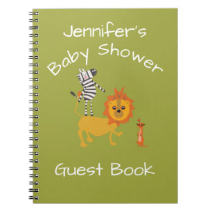 Cuaderno Libro de visitas de Baby Shower de la selva del