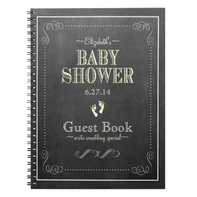 Cuaderno Libro de visitas de Baby Shower del amarillo de la (Frente)