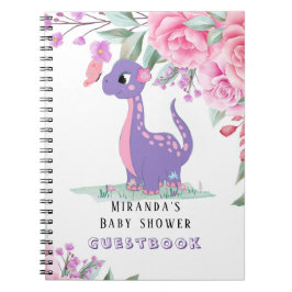 Cuaderno Libro de visitas de Baby Shower del Chica de dinos