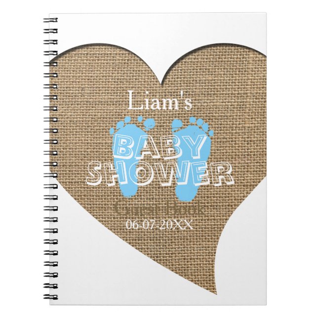 Cuaderno Libro de visitas de Baby Shower del muchacho de la (Frente)
