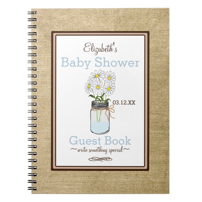 Cuaderno Libro de visitas de Baby Shower del tarro de la (Frente)