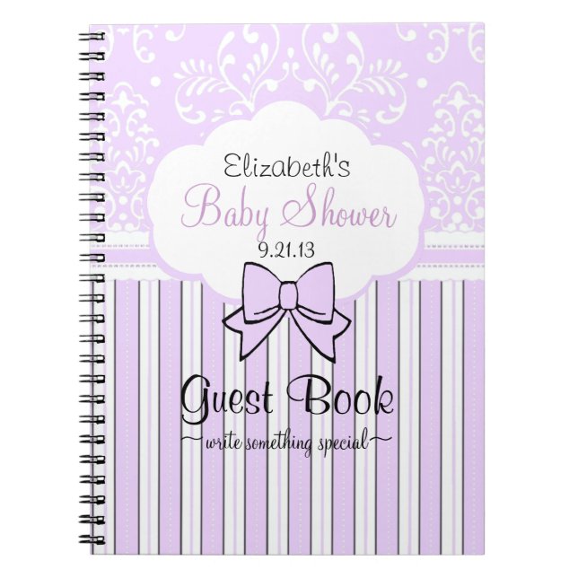 Cuaderno Libro de visitas de Baby Shower en damasco de la (Frente)