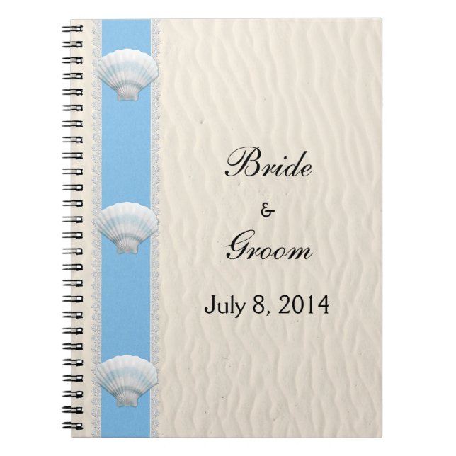 Cuaderno Libro de visitas de la boda de playa del Seashell (Frente)