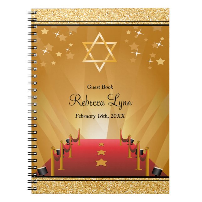 Cuaderno Libro de visitas de Mitzvah del palo de la (Frente)