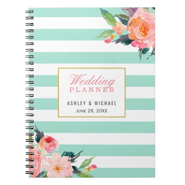 Cuaderno Libro de visitas de planificadores de bodas floral (Frente)