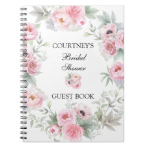 Libro de visitas de rosas peonías amapolas acuarel