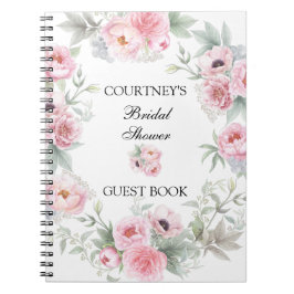 Cuaderno Libro de visitas de rosas peonías amapolas acuarel