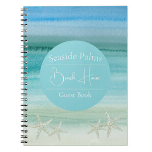 Cuaderno Libro de visitas de Starfish de color de agua del