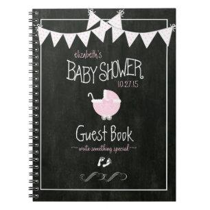 Cuaderno Libro de visitas del bebé del empavesado del rosa