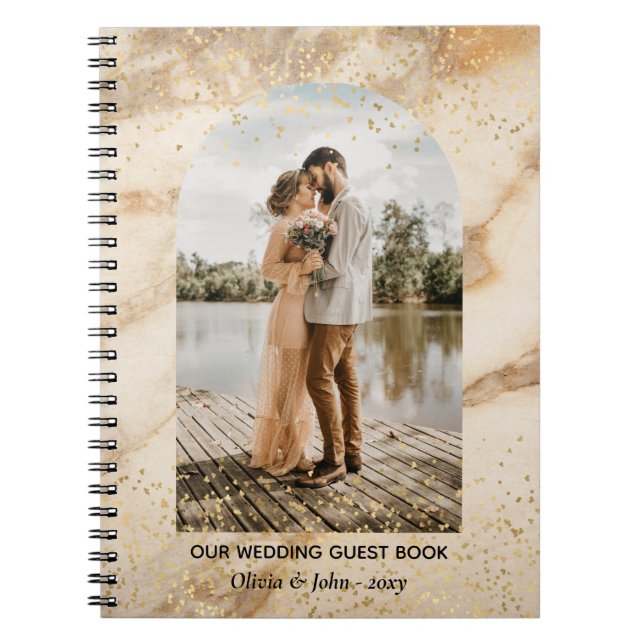 Cuaderno Libro de visitas del Boda fotográfico Beige Boho F (Frente)